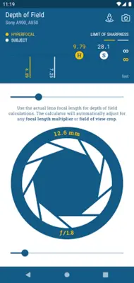 Depth of Field android App screenshot 1